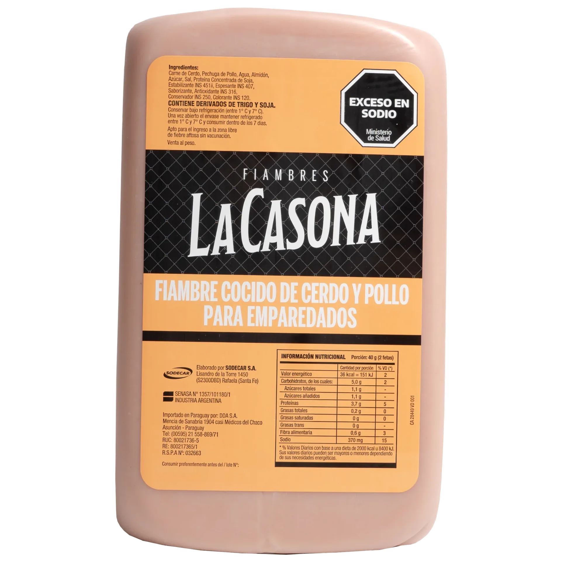 Fiambre Cocido de Cerdo y Pollo para Emparedado